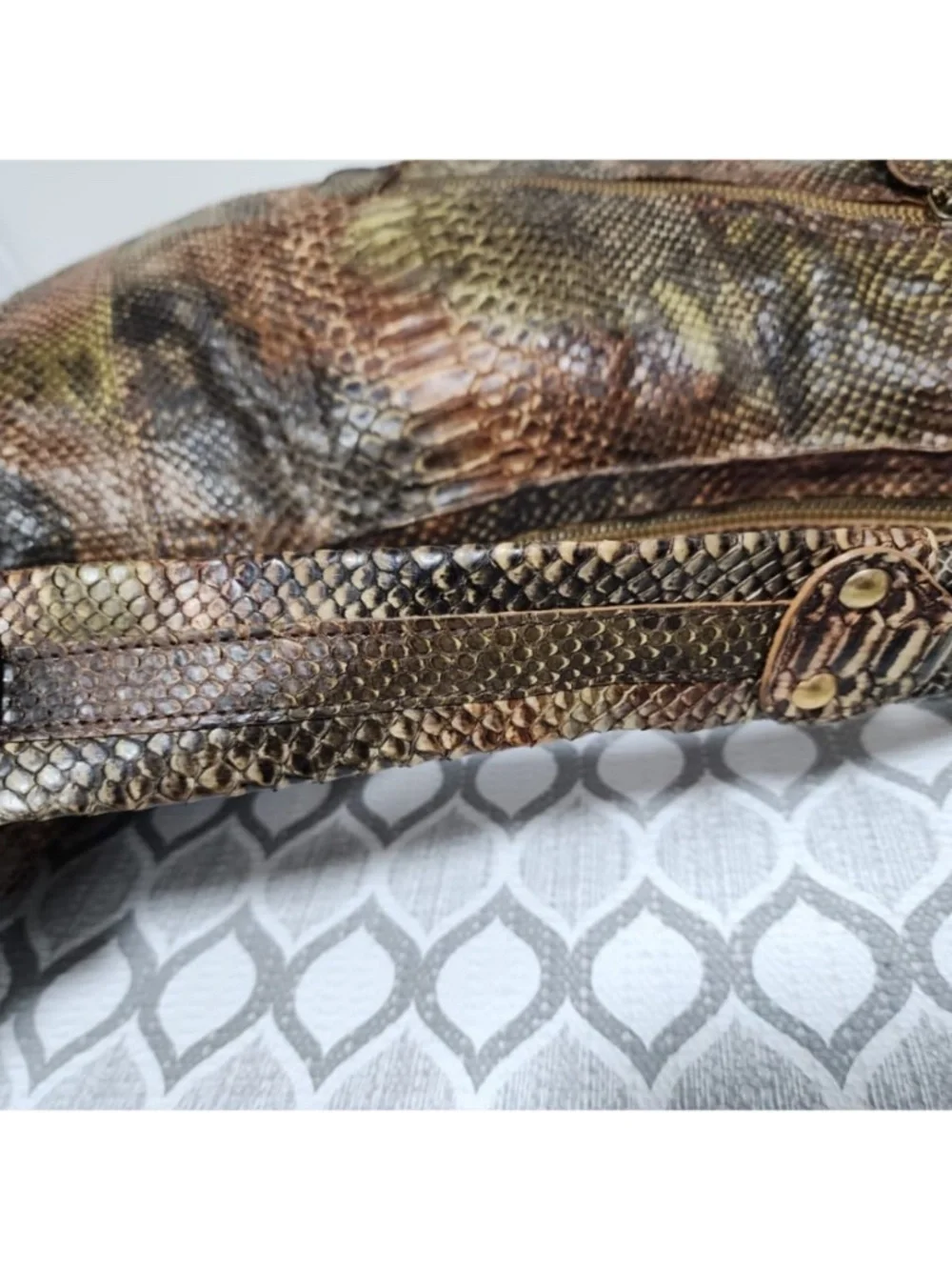 Authentic Salvatore Ferragamo Large Python Leather Hobo Bag Brown